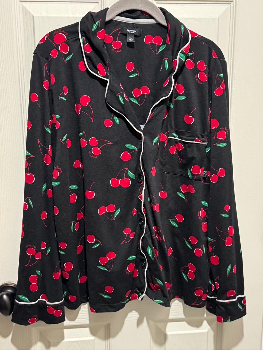 Simply Vera Vera Wang Pajama Set | Black Cherry Print | X